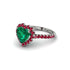 Halo Heart Emerald Pave Engagement Ring - Gail No. 51 image 2