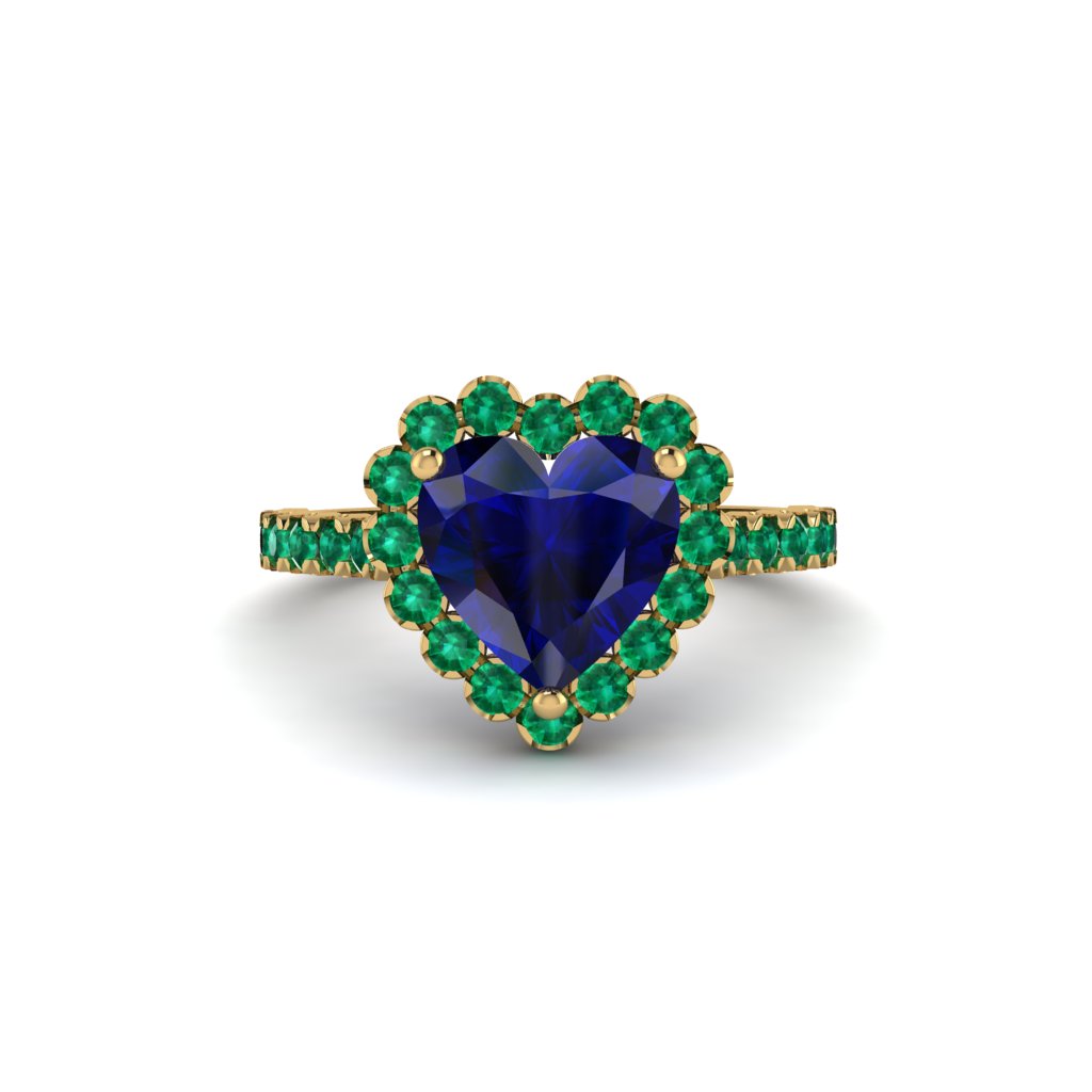 Halo Heart Sapphire Pave Engagement Ring - Gail No. 28