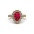 Halo Pear Ruby Pave Engagement Ring - Ingrid No. 10 image 2