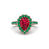 Halo Pear Ruby Pave Engagement Ring - Ingrid No. 26 image 2