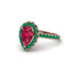 Halo Pear Ruby Pave Engagement Ring - Ingrid No. 26 image 1