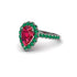 Halo Pear Ruby Pave Engagement Ring - Ingrid No. 27 image 1
