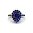 Halo Pear Sapphire Pave Engagement Ring - Ingrid No. 75 image 2