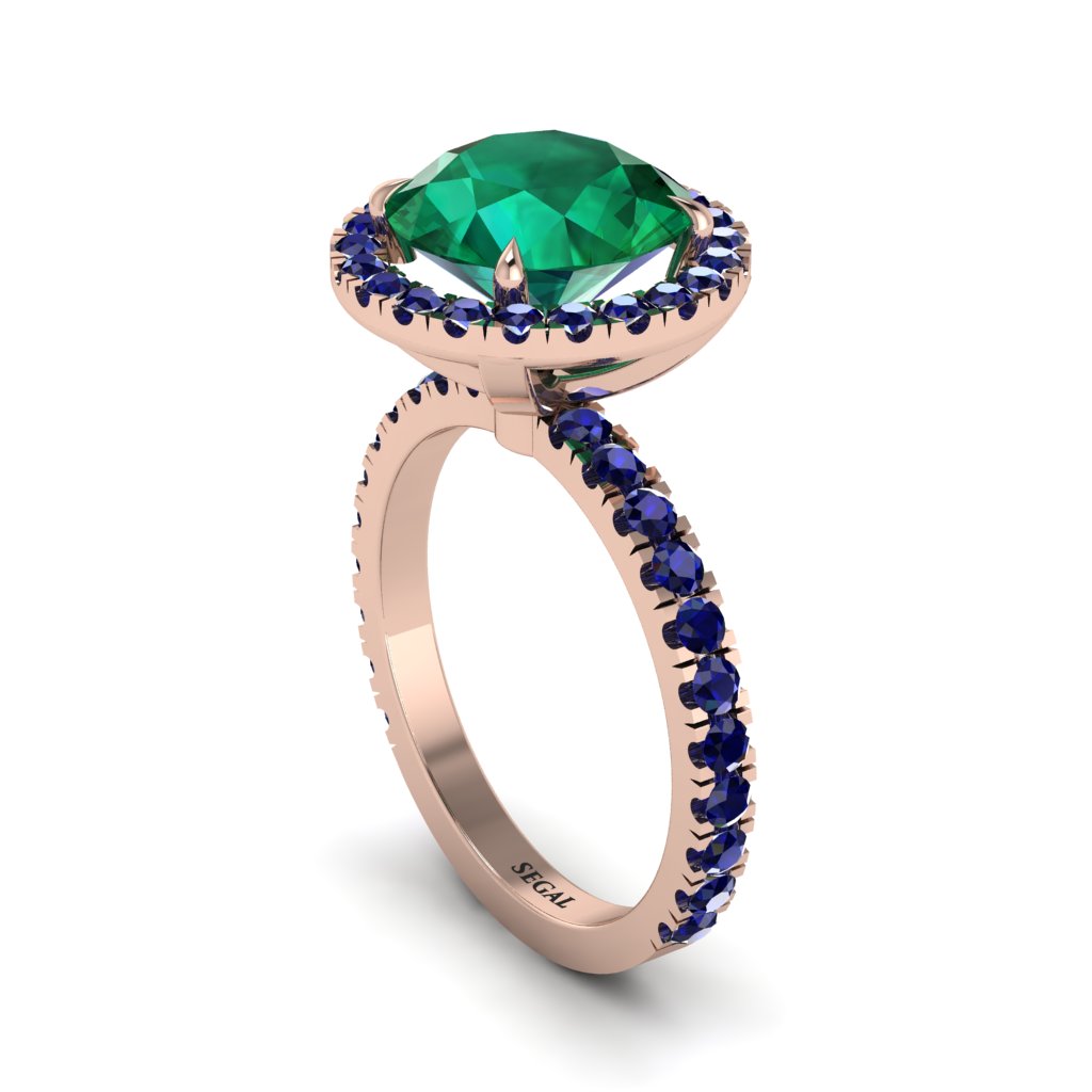 Round Cut Emerald Halo Engagement Ring - Charleigh No. 65