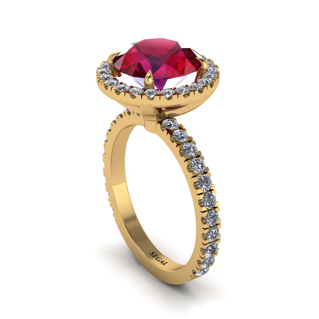 Round Cut Ruby Halo Engagement Ring - Charleigh No. 10