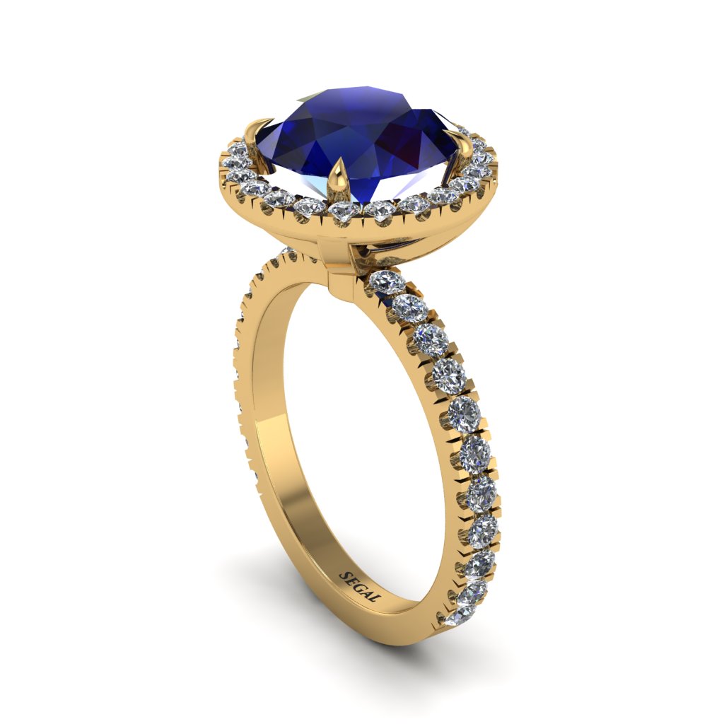 Round Cut Sapphire Halo Engagement Ring - Charleigh No. 13