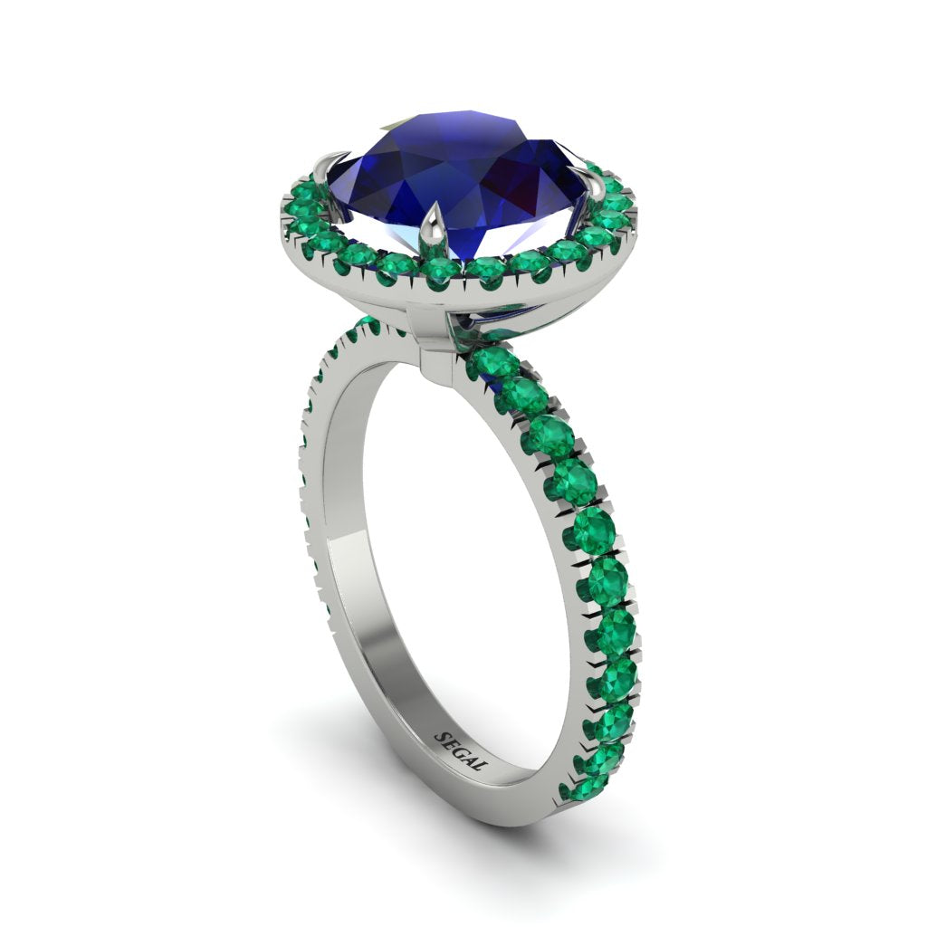 Round Cut Sapphire Halo Engagement Ring - Charleigh No. 30