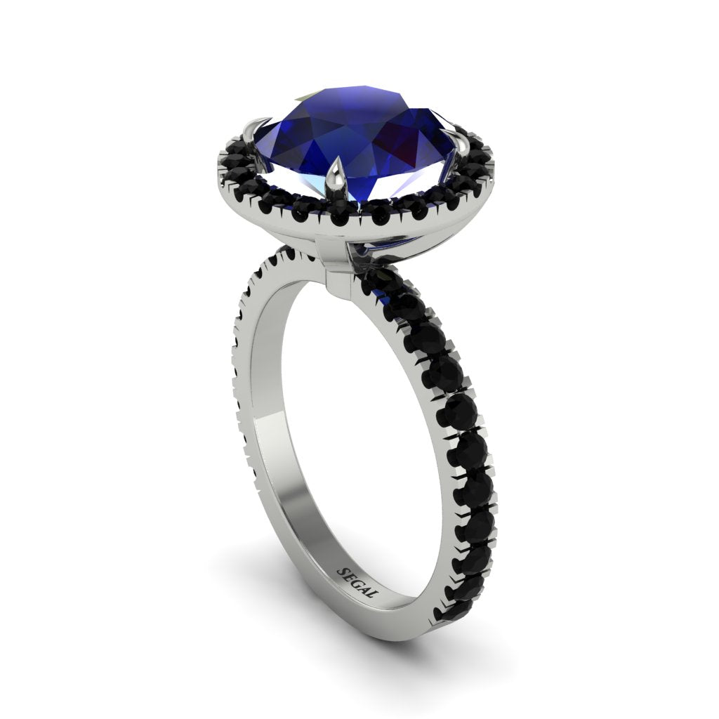 Round Cut Sapphire Halo Engagement Ring - Charleigh No. 45