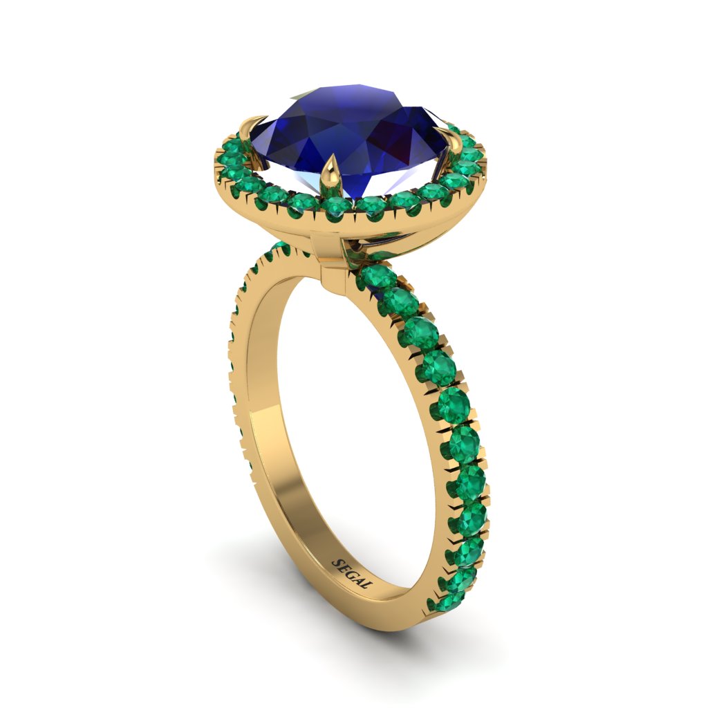 Round Cut Sapphire Halo Engagement Ring - Charleigh No. 28