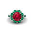 Ruby Halo Sunburst Engagement Ring - Winter No. 27 image 3