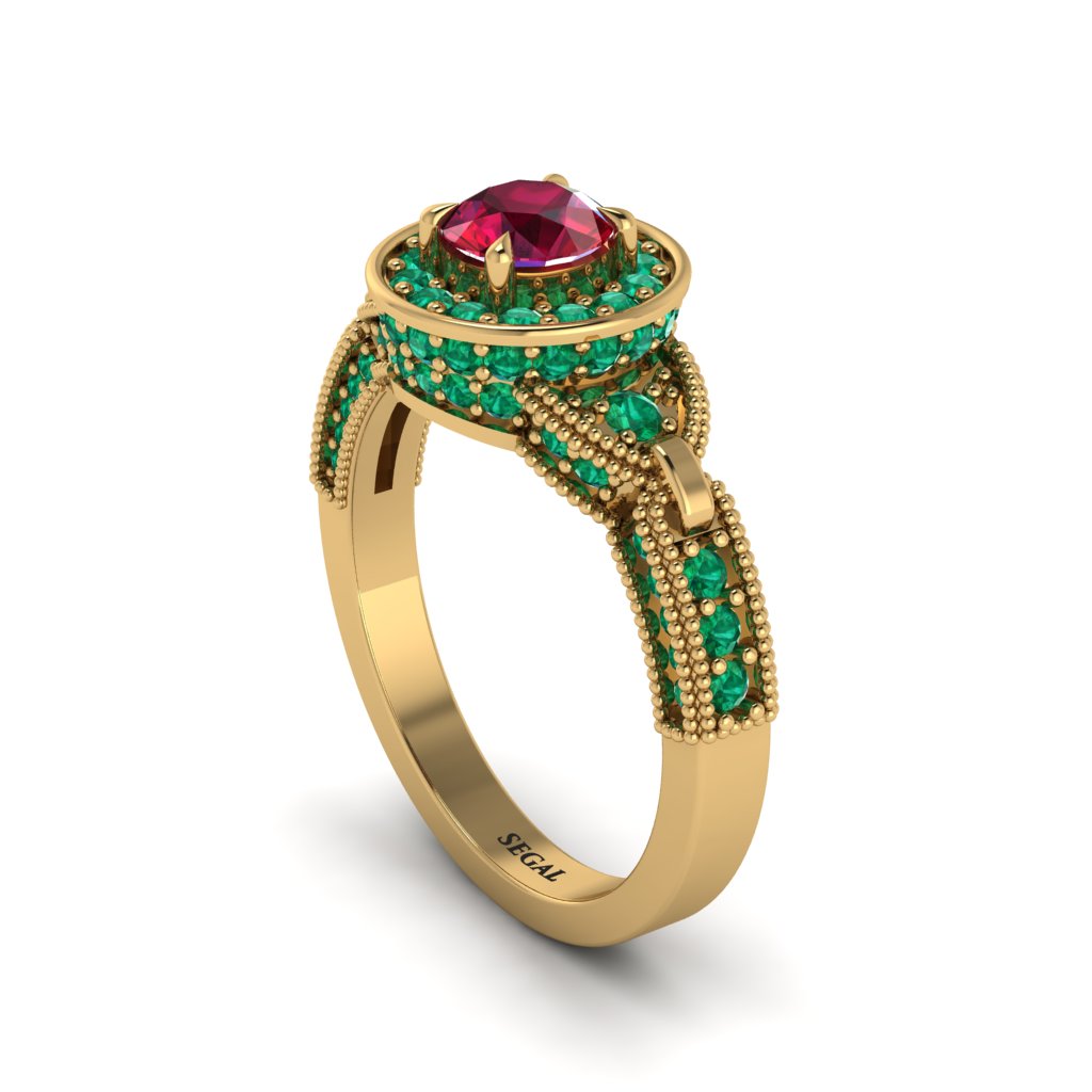 Ruby Double Halo Handmade Engagement Ring - Gracelyn No. 25
