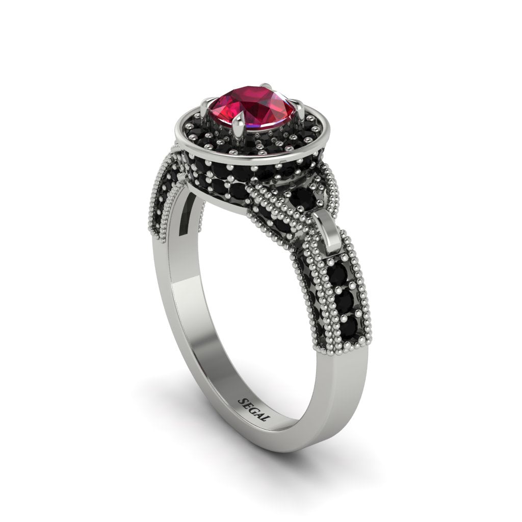 Ruby Double Halo Handmade Engagement Ring - Gracelyn No. 42