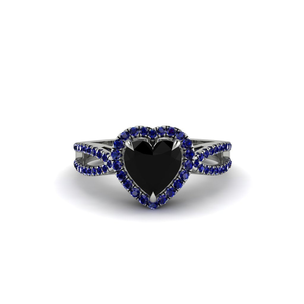 Heart's Black Diamond Embrace Engagement Ring - Alison No. 69