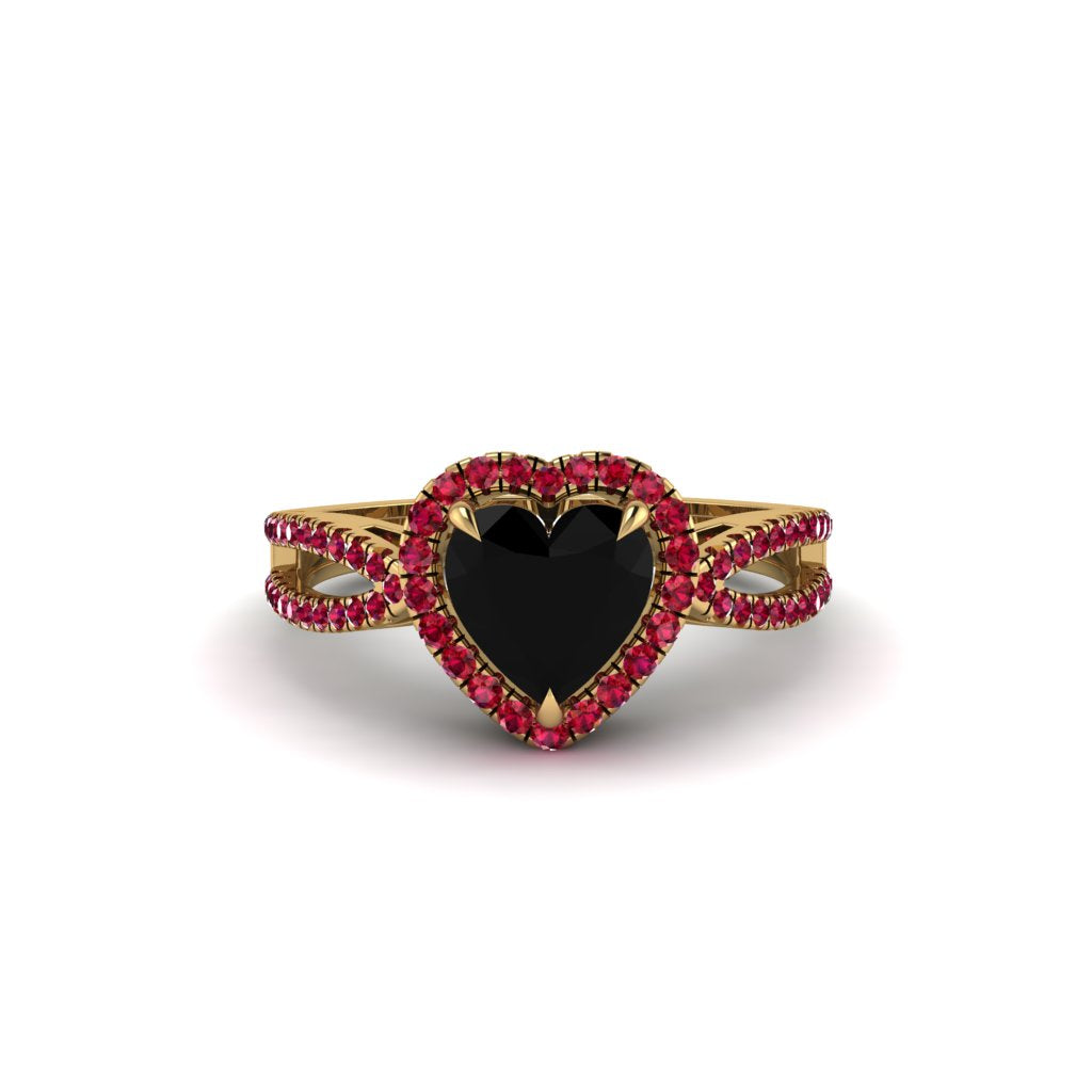 Heart's Black Diamond Embrace Engagement Ring - Alison No. 52