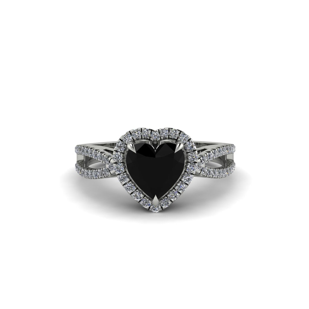 Heart's Black Diamond Embrace Engagement Ring - Alison No. 9
