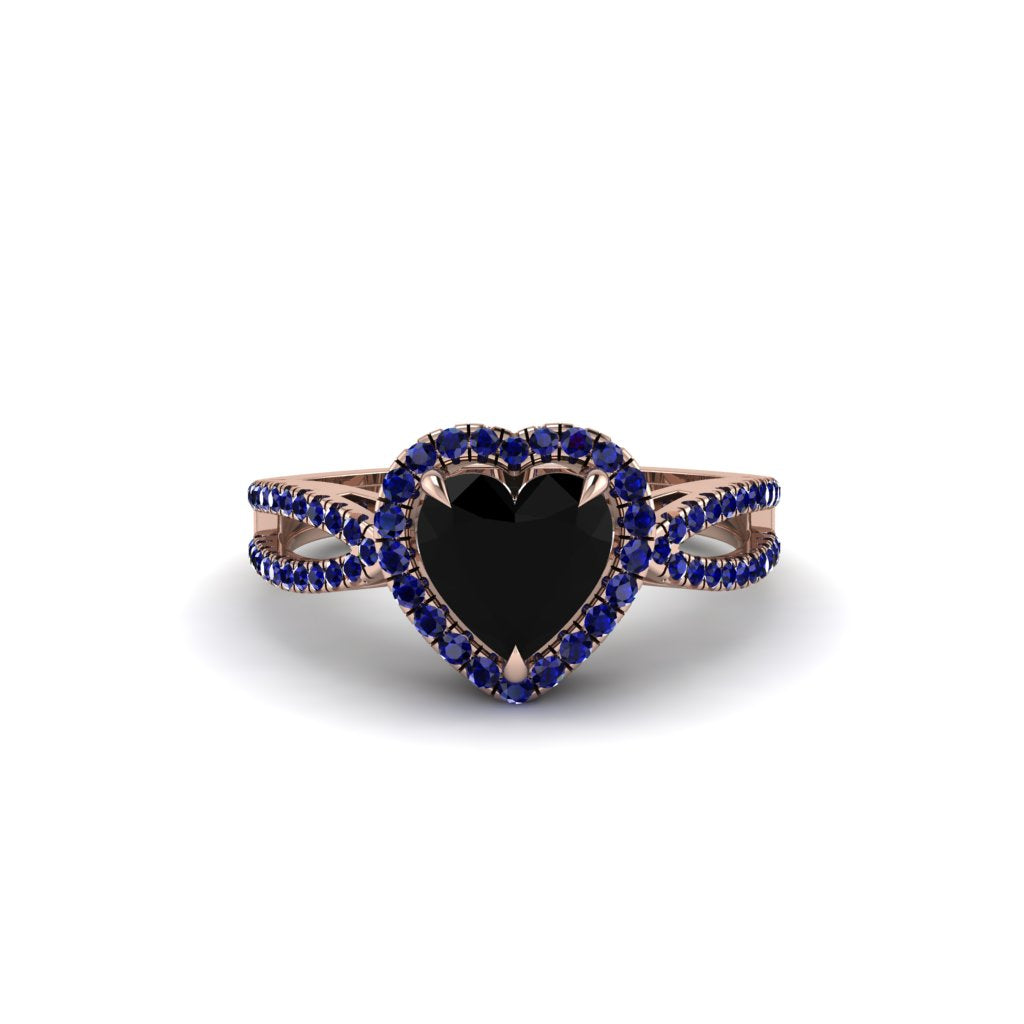 Heart's Black Diamond Embrace Engagement Ring - Alison No. 68