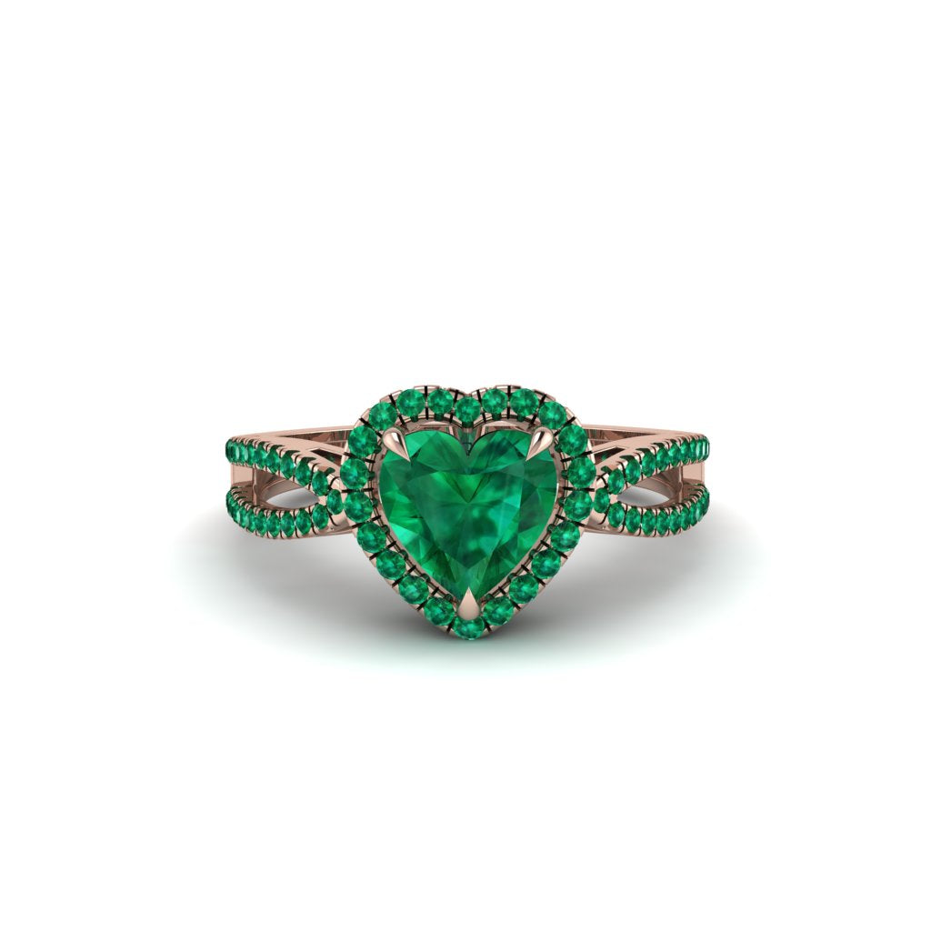 Heart's Emerald Embrace Engagement Ring - Alison No. 20