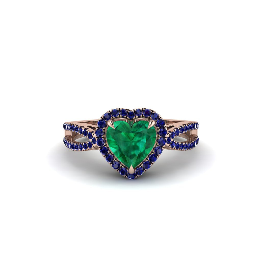 Heart's Emerald Embrace Engagement Ring - Alison No. 65