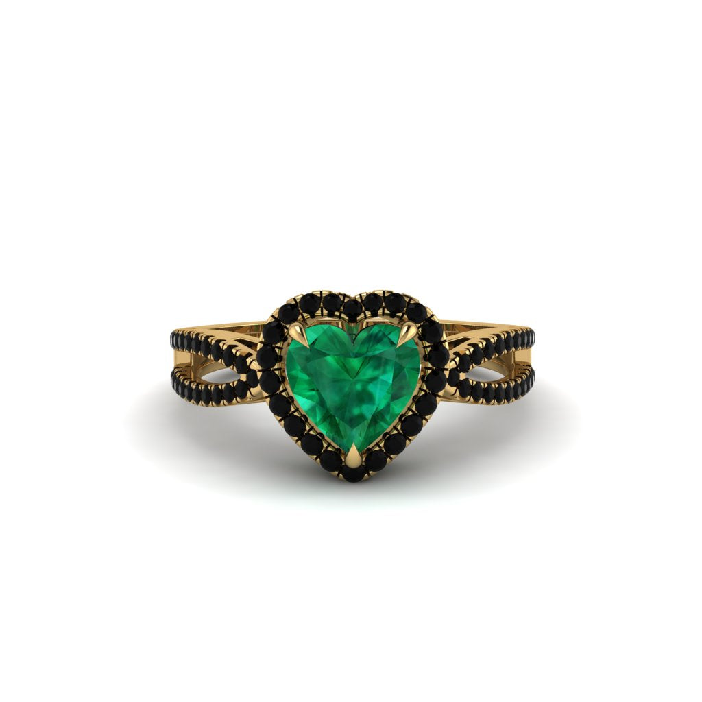 Heart's Emerald Embrace Engagement Ring - Alison No. 34