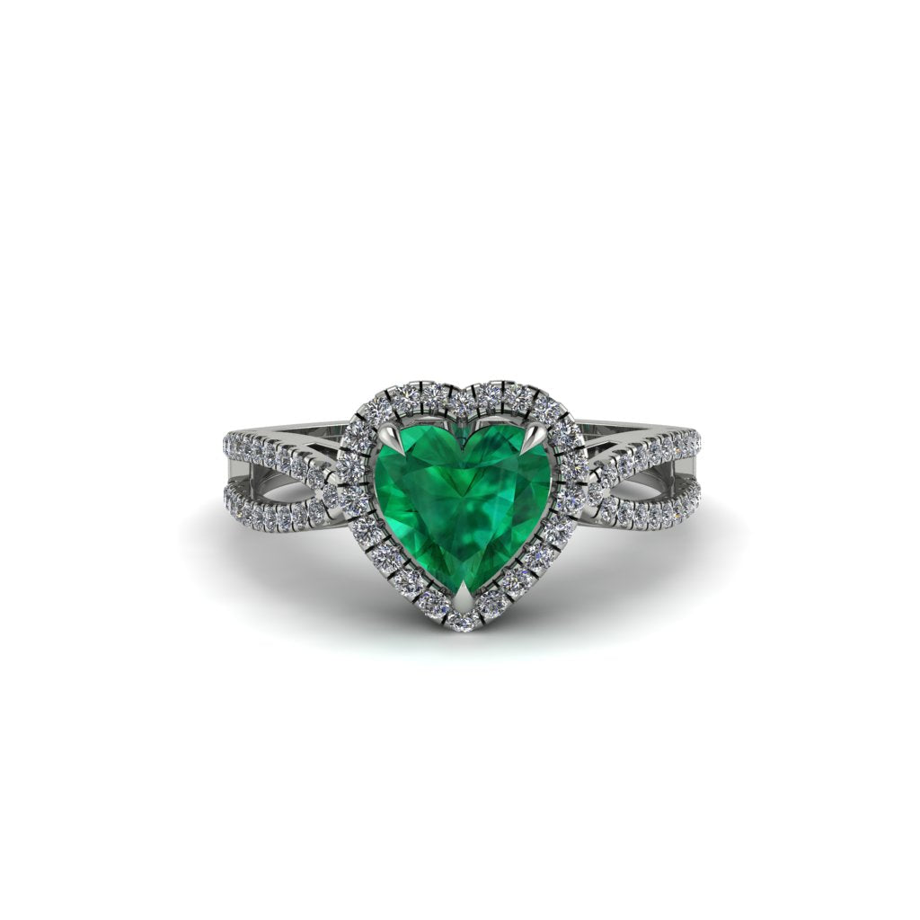 Heart's Emerald Embrace Engagement Ring - Alison No. 6