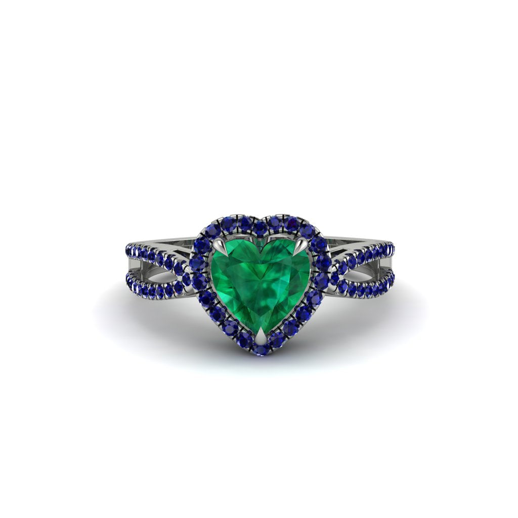 Heart's Emerald Embrace Engagement Ring - Alison No. 66