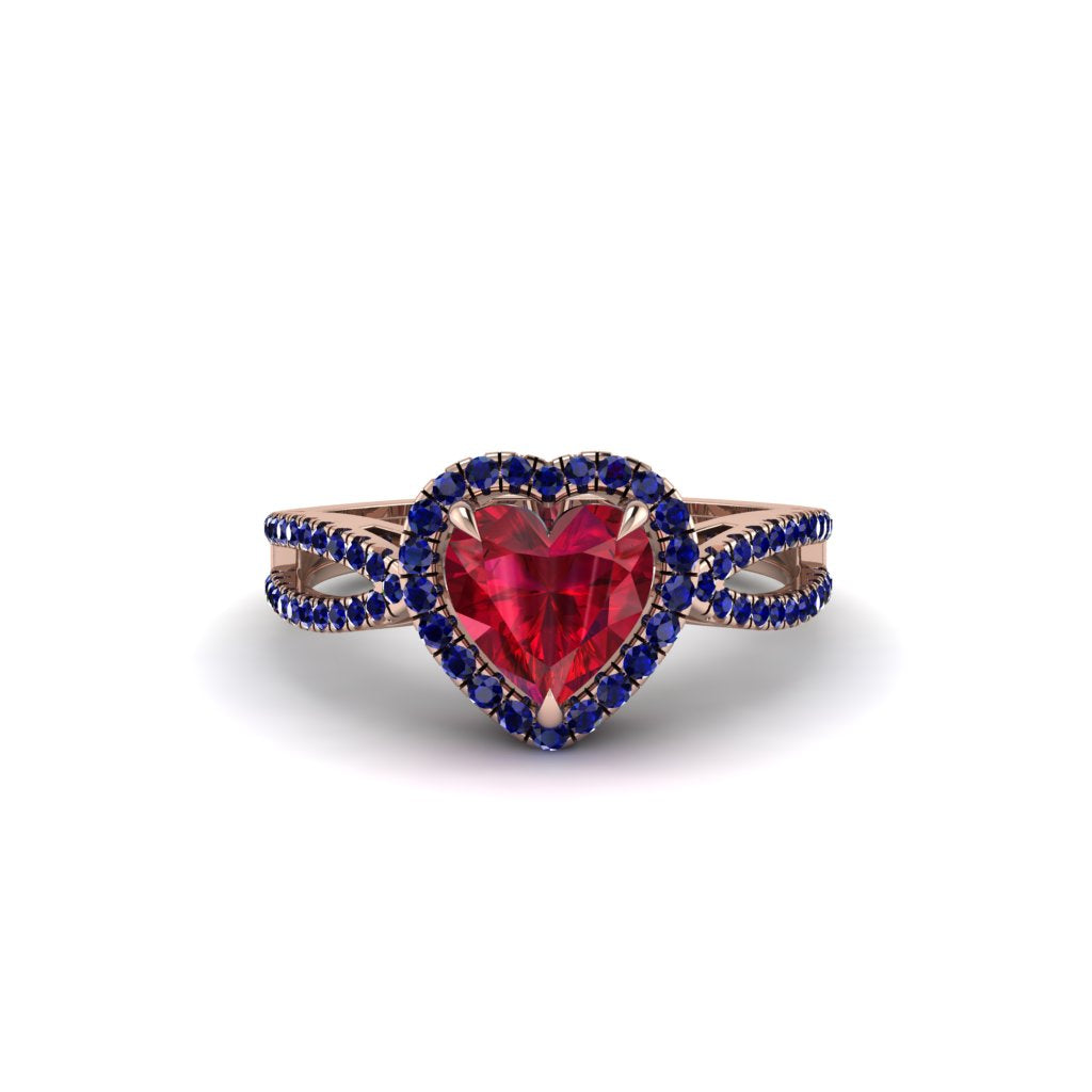 Heart's Ruby Embrace Engagement Ring - Alison No. 71