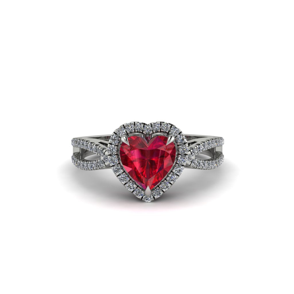 Heart's Ruby Embrace Engagement Ring - Alison No. 12