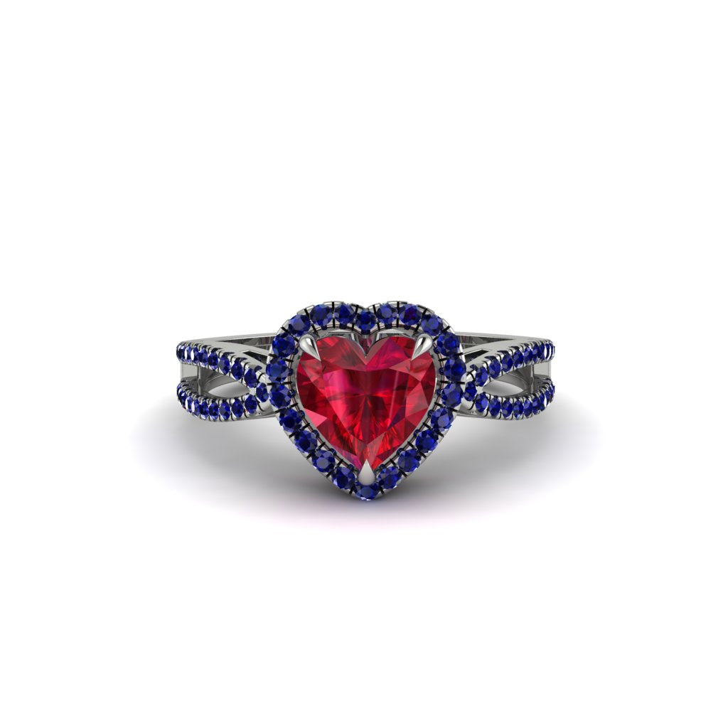 Heart's Ruby Embrace Engagement Ring - Alison No. 72