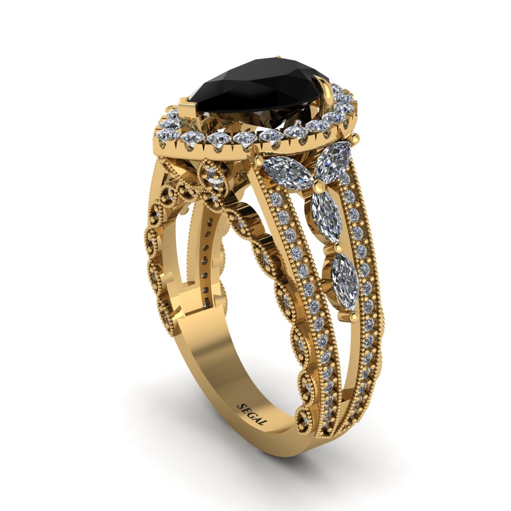 Black Diamond Imperial Blossom Engagement Ring - April No. 7