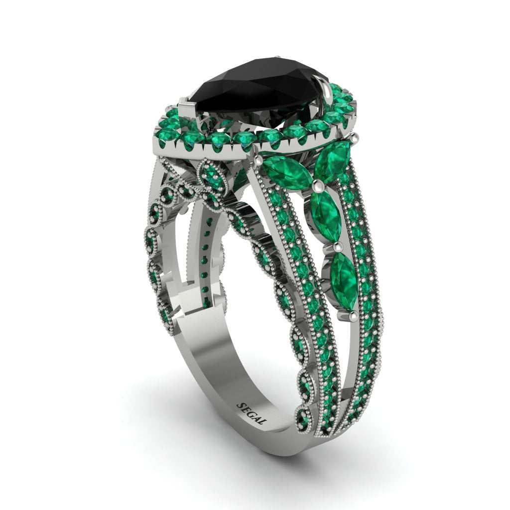 Black Diamond Imperial Blossom Engagement Ring - April No. 24