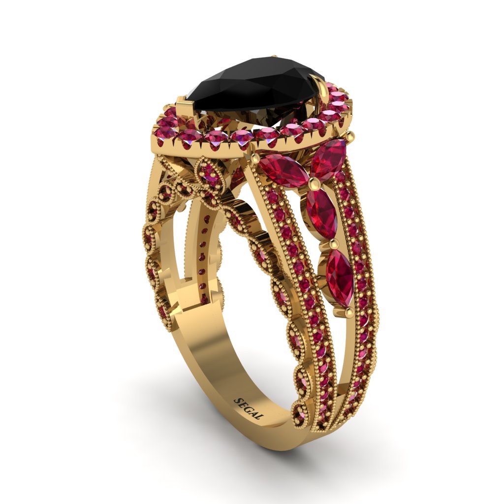 Black Diamond Imperial Blossom Engagement Ring - April No. 52