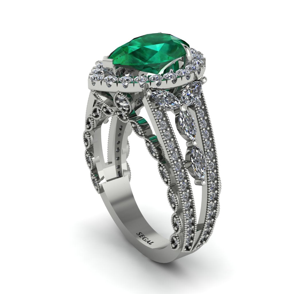 Emerald Imperial Blossom Engagement Ring - April No. 6