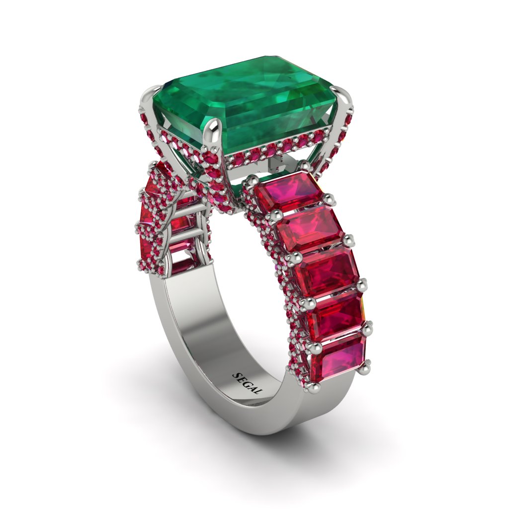 Luxury Emerald Cut Emerald Engagement Ring - Nadia No. 51