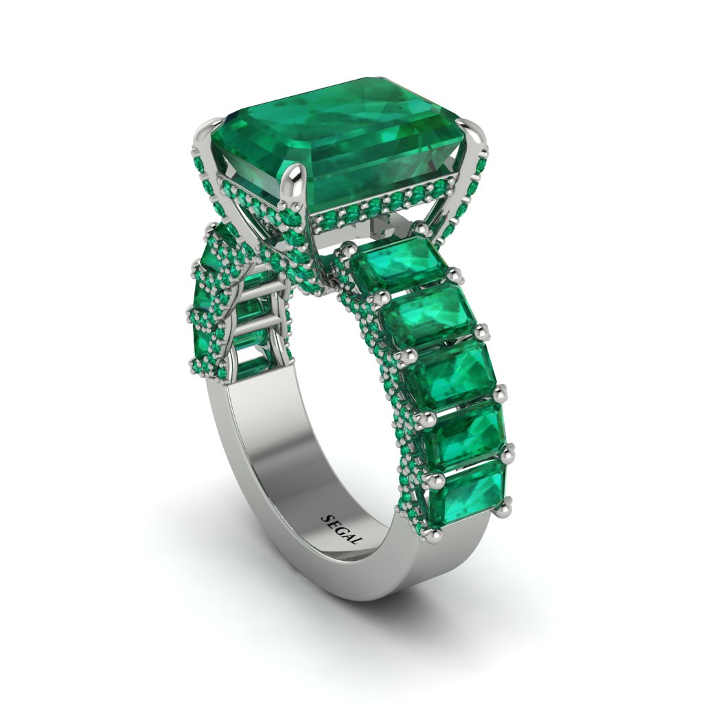 Luxury Emerald Cut Emerald Engagement Ring - Nadia No. 21