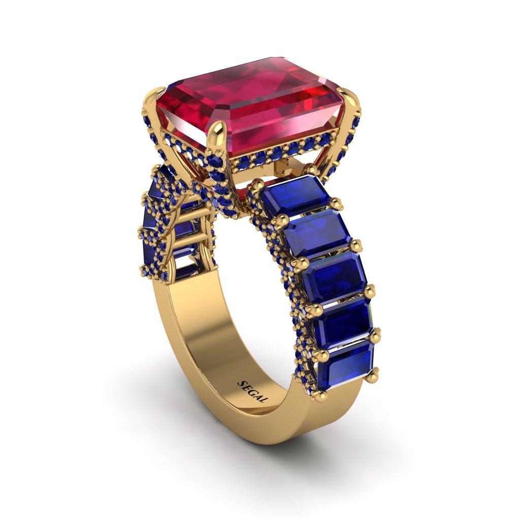 Luxury Emerald Cut Ruby Engagement Ring - Nadia No. 70