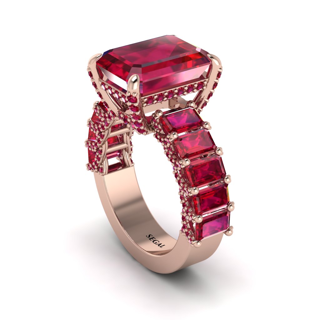 Luxury Emerald Cut Ruby Engagement Ring - Nadia No. 56