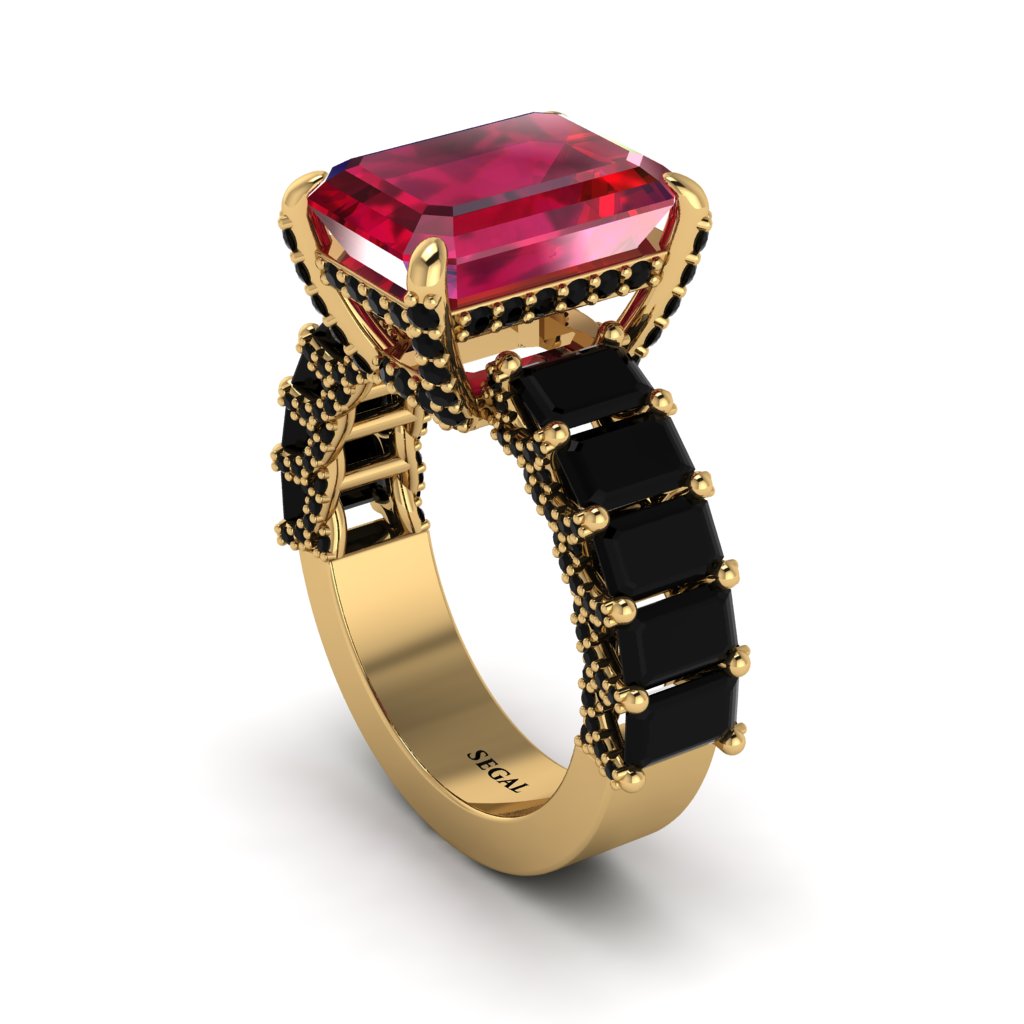 Luxury Emerald Cut Ruby Engagement Ring - Nadia No. 40