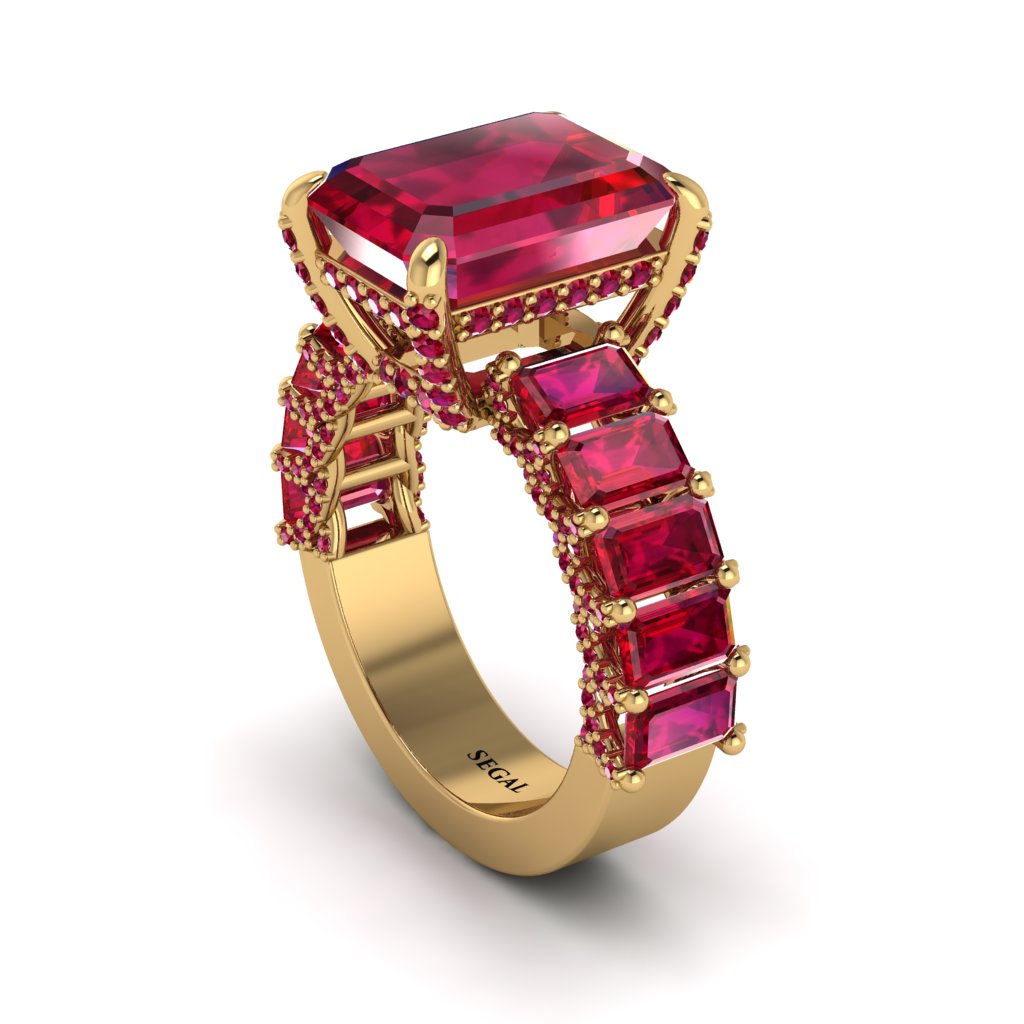 Luxury Emerald Cut Ruby Engagement Ring - Nadia No. 55