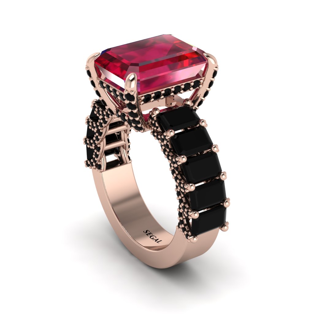 Luxury Emerald Cut Ruby Engagement Ring - Nadia No. 41
