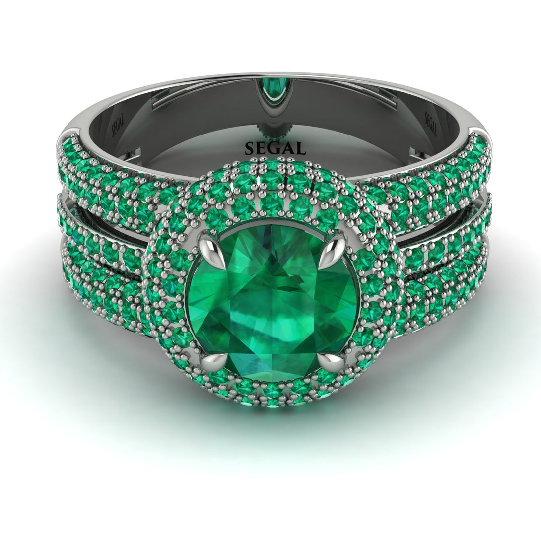 Emerald Halo Luxury Pave Engagement Ring - Sierra No. 21