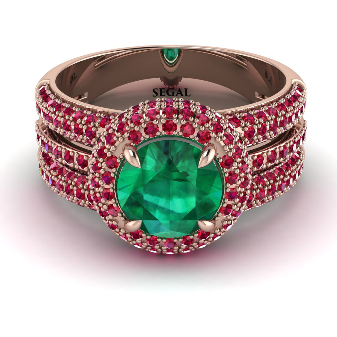 Emerald Halo Luxury Pave Engagement Ring - Sierra No. 50