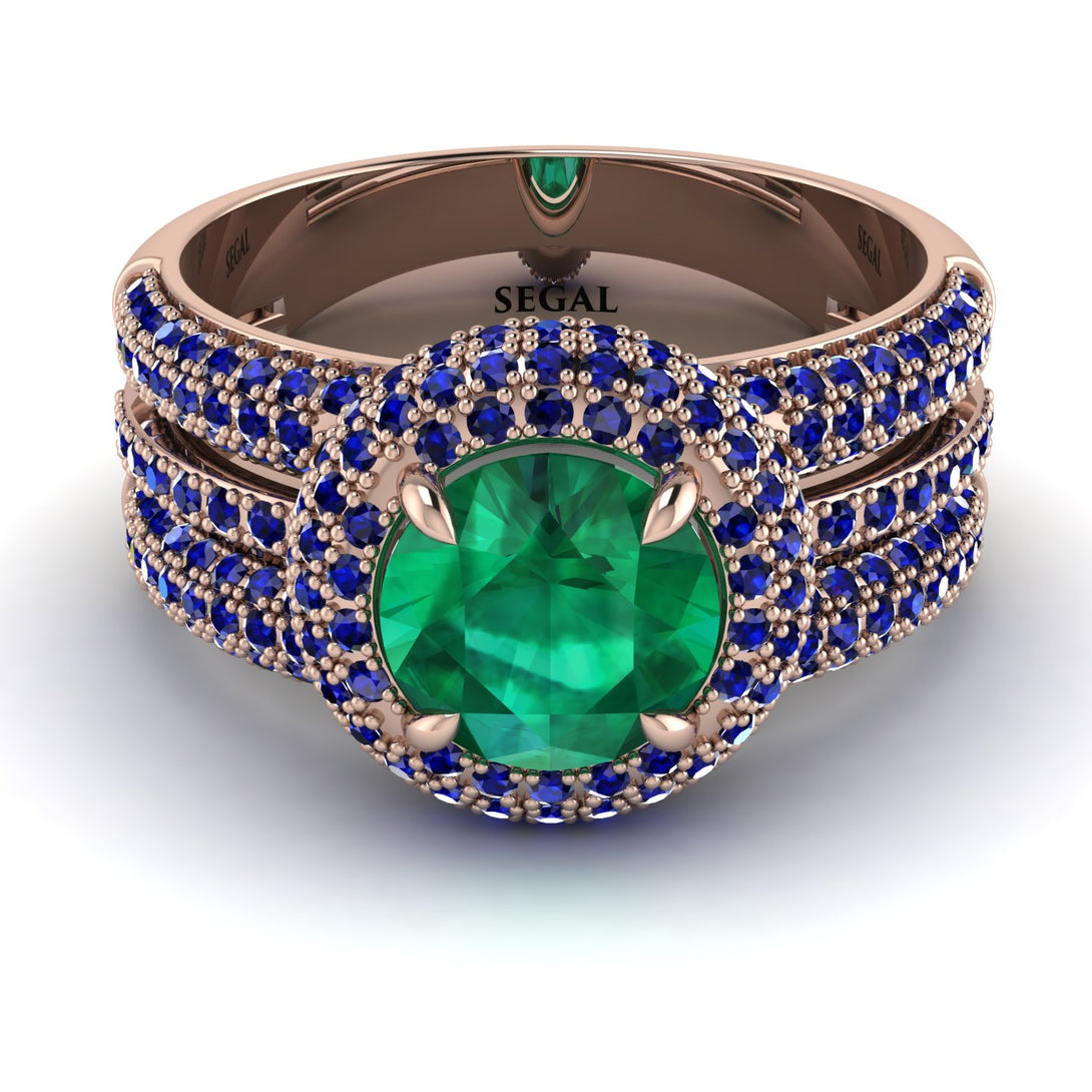 Emerald Halo Luxury Pave Engagement Ring - Sierra No. 65