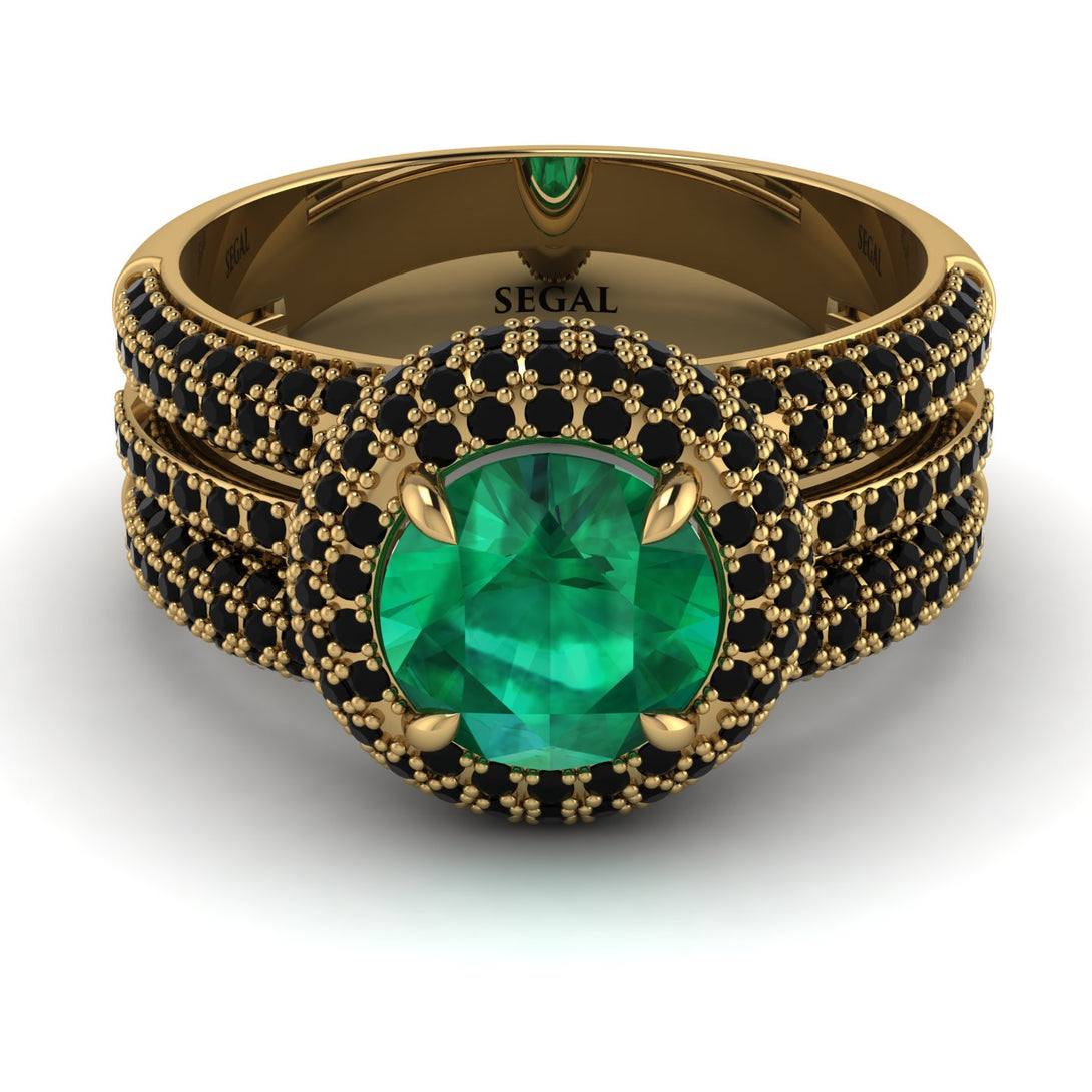 Emerald Halo Luxury Pave Engagement Ring - Sierra No. 34