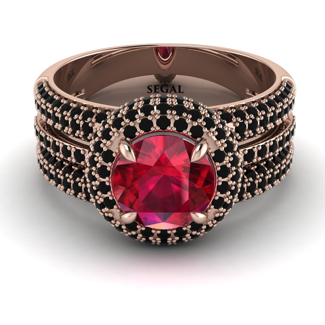 Ruby Halo Luxury Pave Engagement Ring - Sierra No. 41