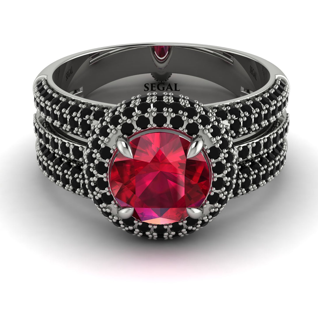 Ruby Halo Luxury Pave Engagement Ring - Sierra No. 42
