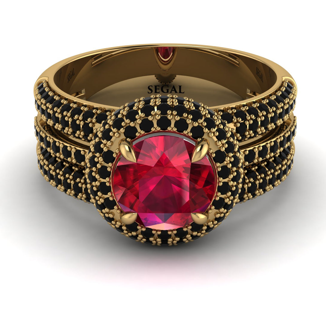 Ruby Halo Luxury Pave Engagement Ring - Sierra No. 40