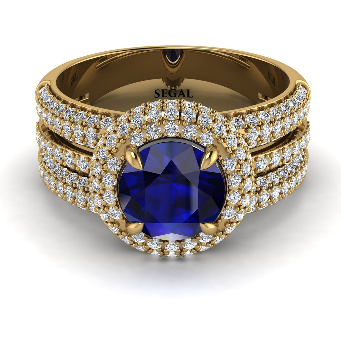 Sapphire Halo Luxury Pave Engagement Ring - Sierra No. 13