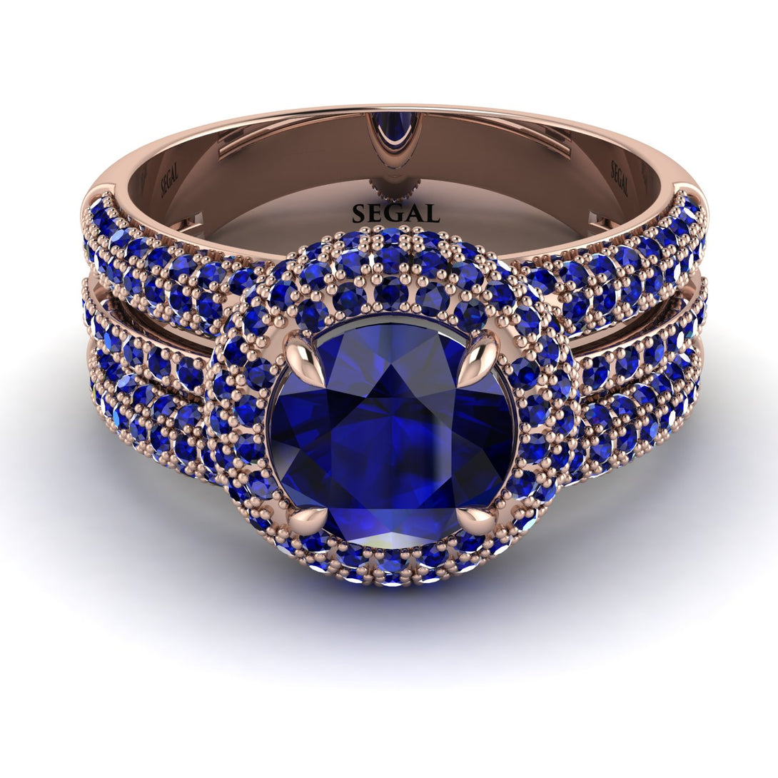 Sapphire Halo Luxury Pave Engagement Ring - Sierra No. 74