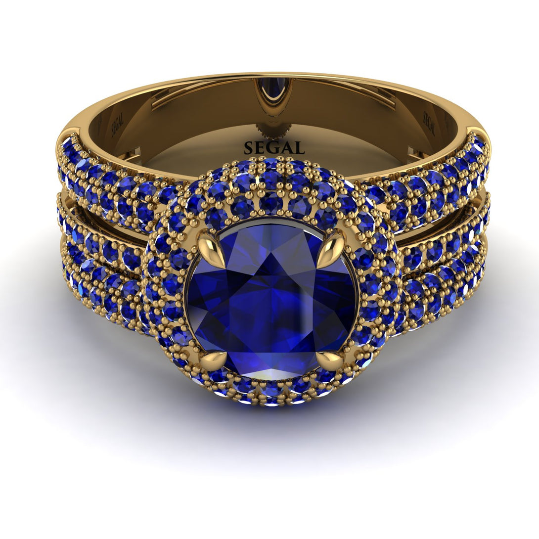 Sapphire Halo Luxury Pave Engagement Ring - Sierra No. 73