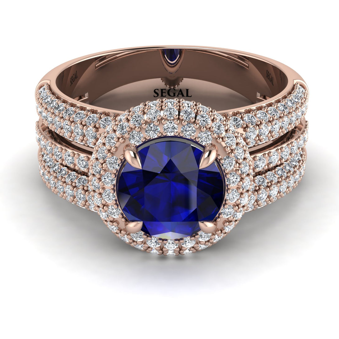 Sapphire Halo Luxury Pave Engagement Ring - Sierra No. 14
